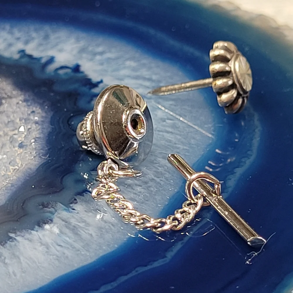 Anson Sterling Floral Tie Tack.